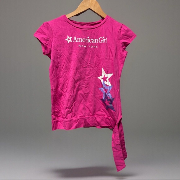 American Girl Pink T-shirt with waist tie size 14/16 girls EUC - Picture 1 of 3